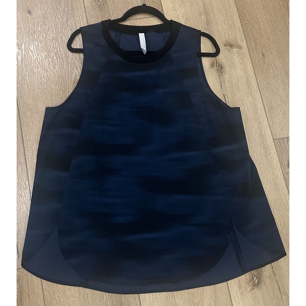 Women's Athleta Watercolor Tank Top Tulip Hem Blue/Black Size XL EUC!